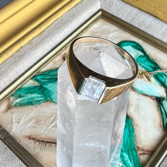 vintage 14K gold CZ mens ring - Picture 5 of 16